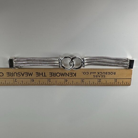 VTG NAPIER Necklace & Bracelet Set Silver Tone Interlocking Circles Snake Chain - Picture 9 of 14